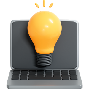 Technovate IE Services - Cloud Technology, Digital Transformation and Innovation | image is 3D icon of lightbulb over a laptop