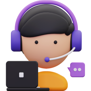 Technovate IE Services - Managed IT Services and Support | 3 D icon of someone with headphones on offering customer support